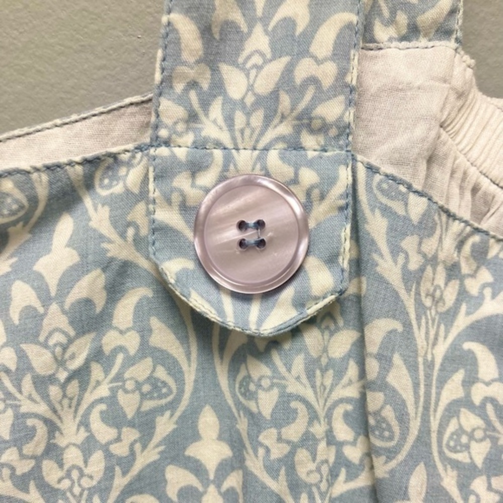 Y2K Maurices Blue White Damask Babydoll Dress XL Smocked Back Sleeveless 2000s - Picture 3 of 7